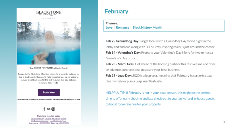 Content calendar February example