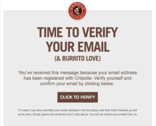 chipotle email example: hotel gdpr