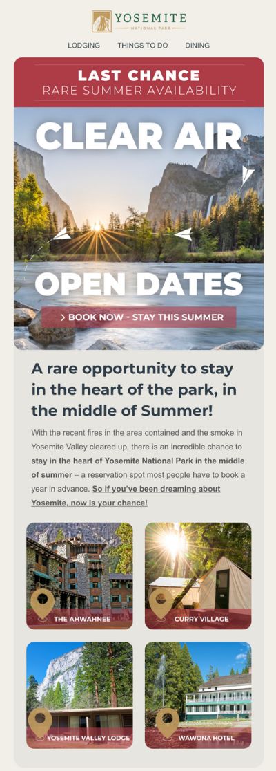 Summer email campaign from Aramark Destinations