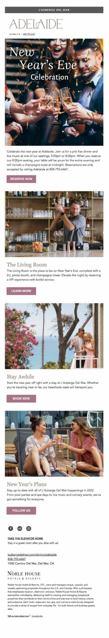 L'Auberge Del Mar holiday campaign example