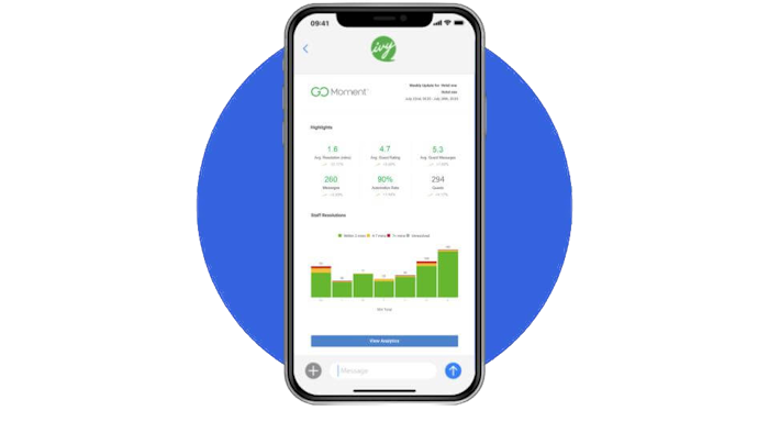 ivy-automated-reporting A cell phone with a dashboard displayed.