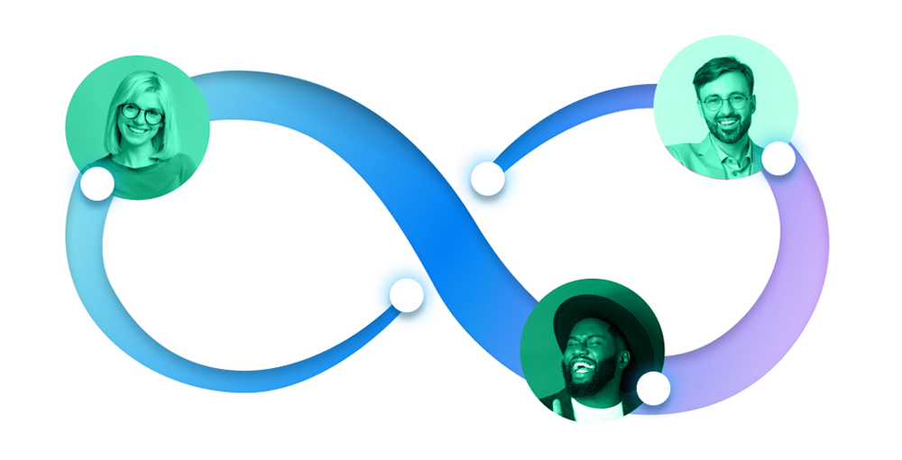 revinate-delivers-delightful-guests-1000px Symbol with images of different guests to show constant communication cycle with guests.