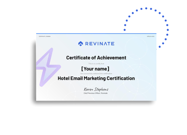 Revinate's Hotel marketing exam completion certificate