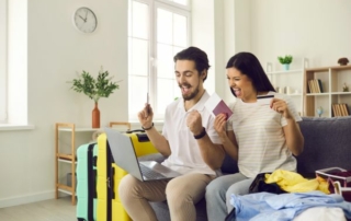 Couple book their trip online