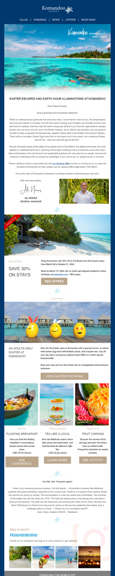 Email campaign example from Komandoo