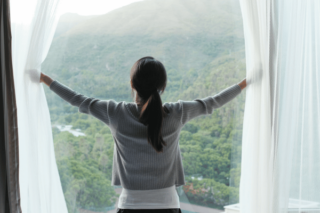 Women looking out window