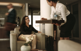 Hotel guest being served
