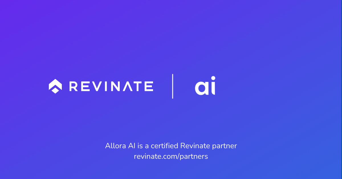 This is a certified partner composite logo showing Revinate and Allora AI logos.