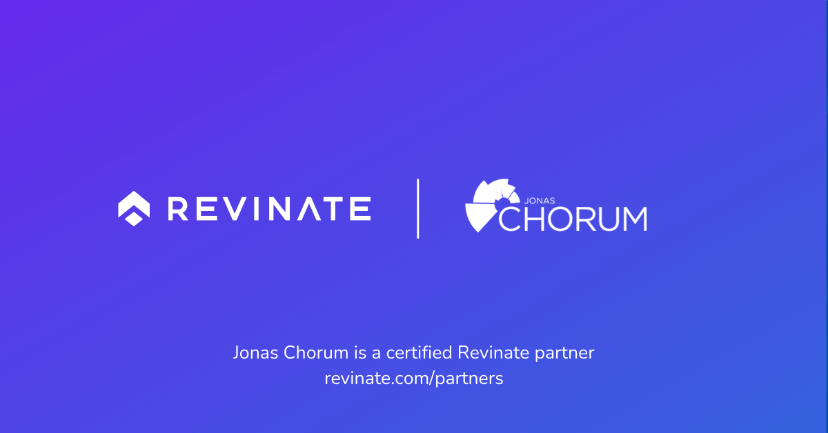 This is a certified partner composite logo showing Revinate and Jonas Chorum logos
