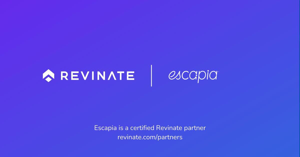 This is a certified partner composite logo showing Revinate and Escapia logos.