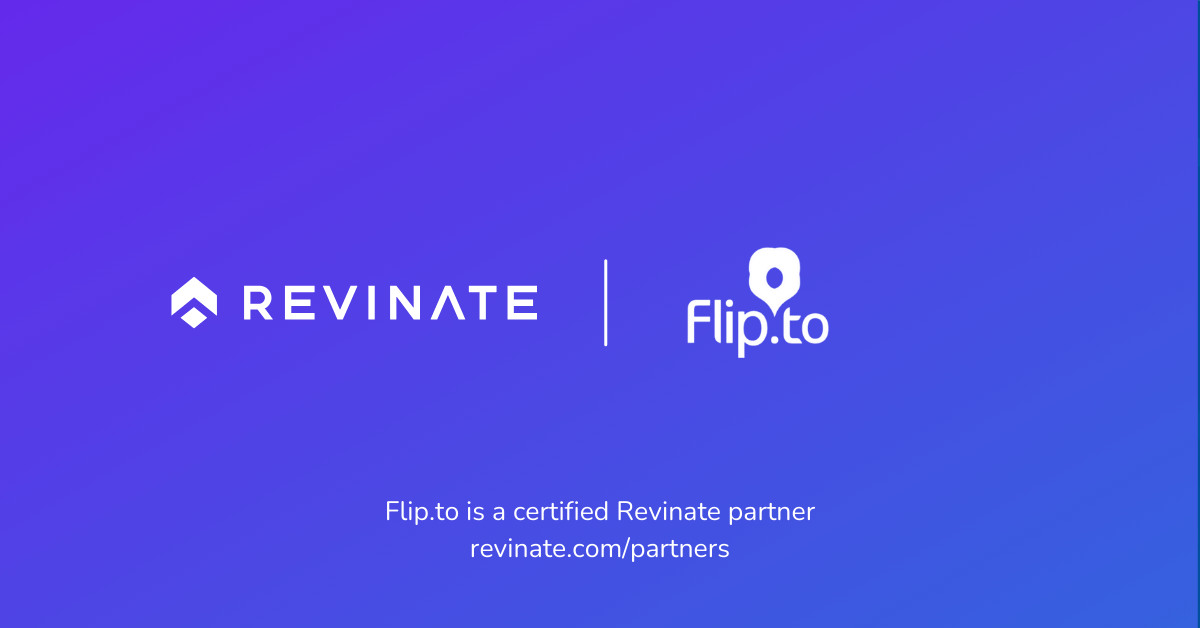 This is a certified partner composite logo showing Revinate and Flip.to logos.