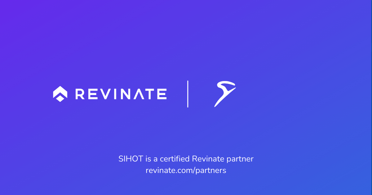 This is a certified partner composite logo showing Revinate and SIHOT.PMS logos.