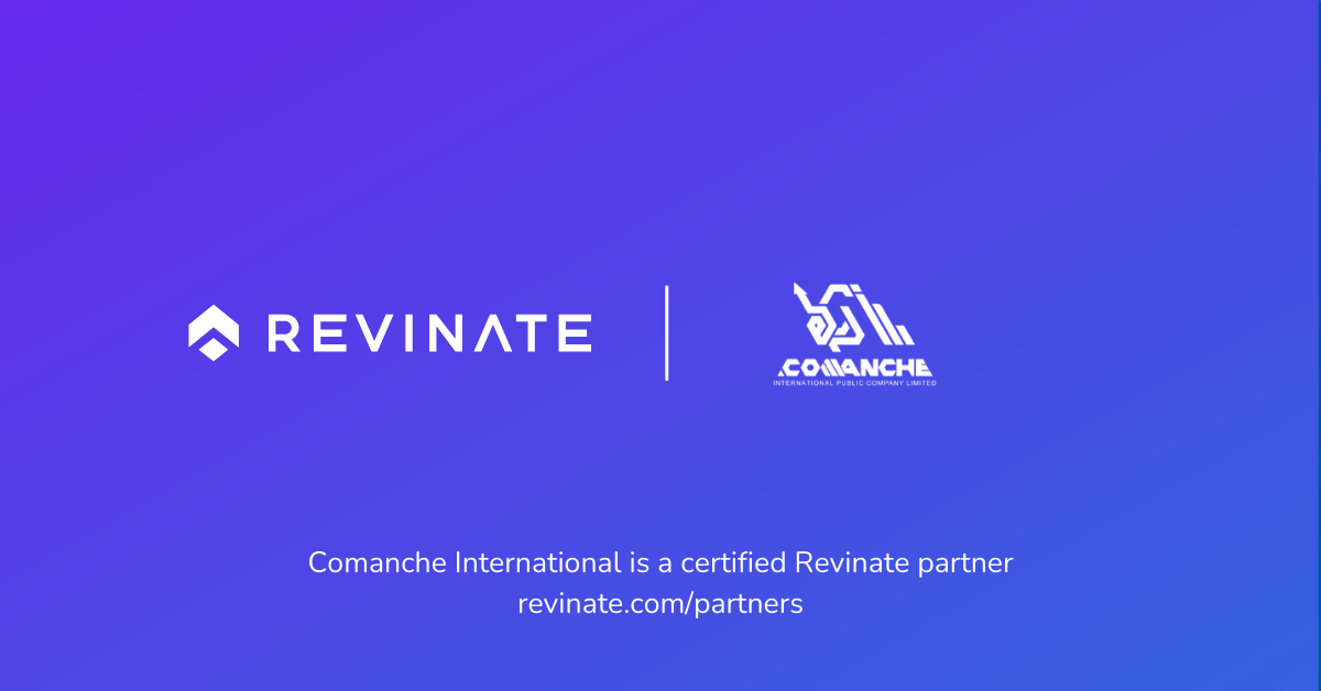 This is a certified partner composite logo showing Revinate and Comanche International logos.