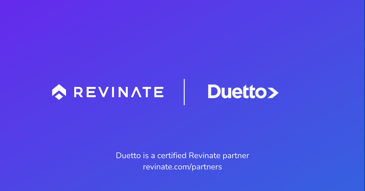 This is a certified partner composite logo showing Revinate and Duetto logos.