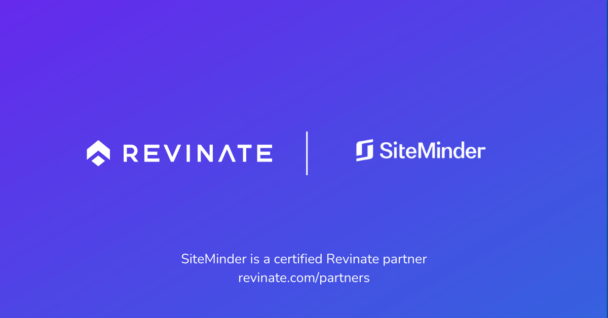 This is a certified partner composite logo showing Revinate and SiteMinder logos.