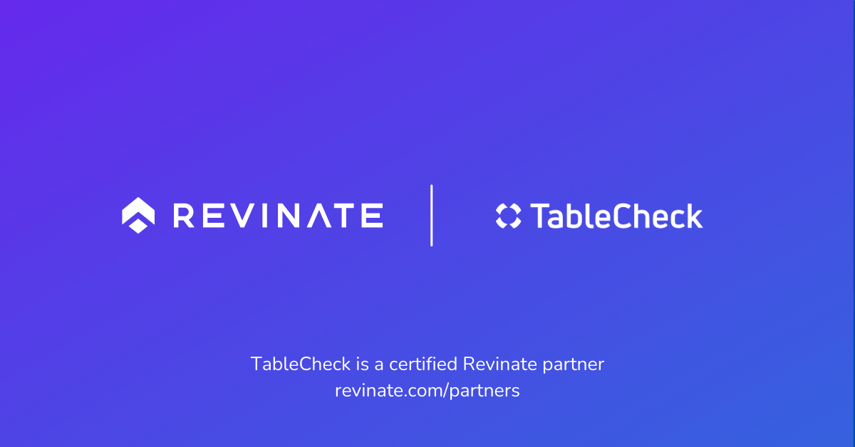 This is a certified partner composite logo showing Revinate and TableCheck logos.