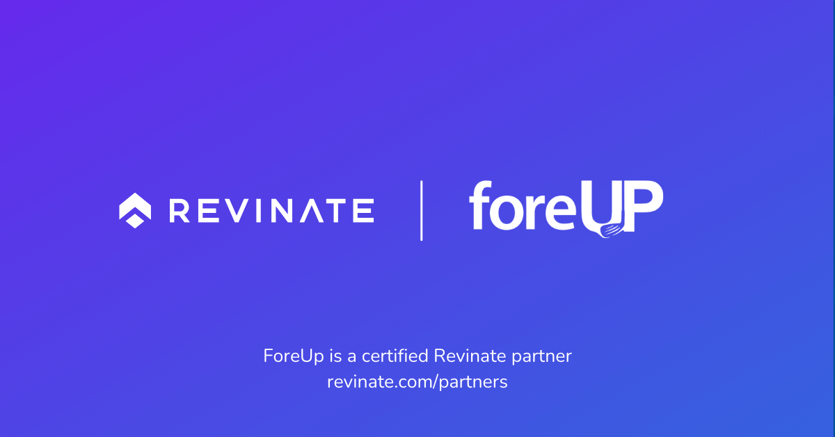 This is a certified partner composite logo showing Revinate and ForeUp logos.