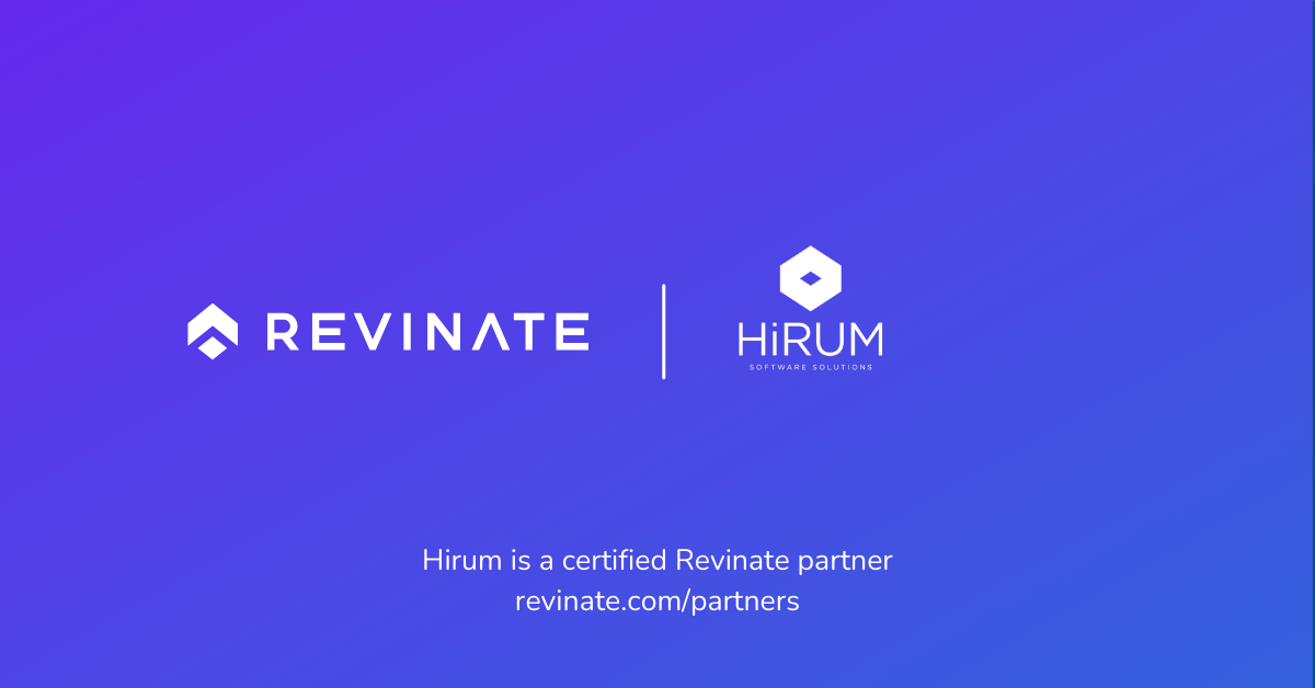 This is a certified partner composite logo showing Revinate and Hirum logos.