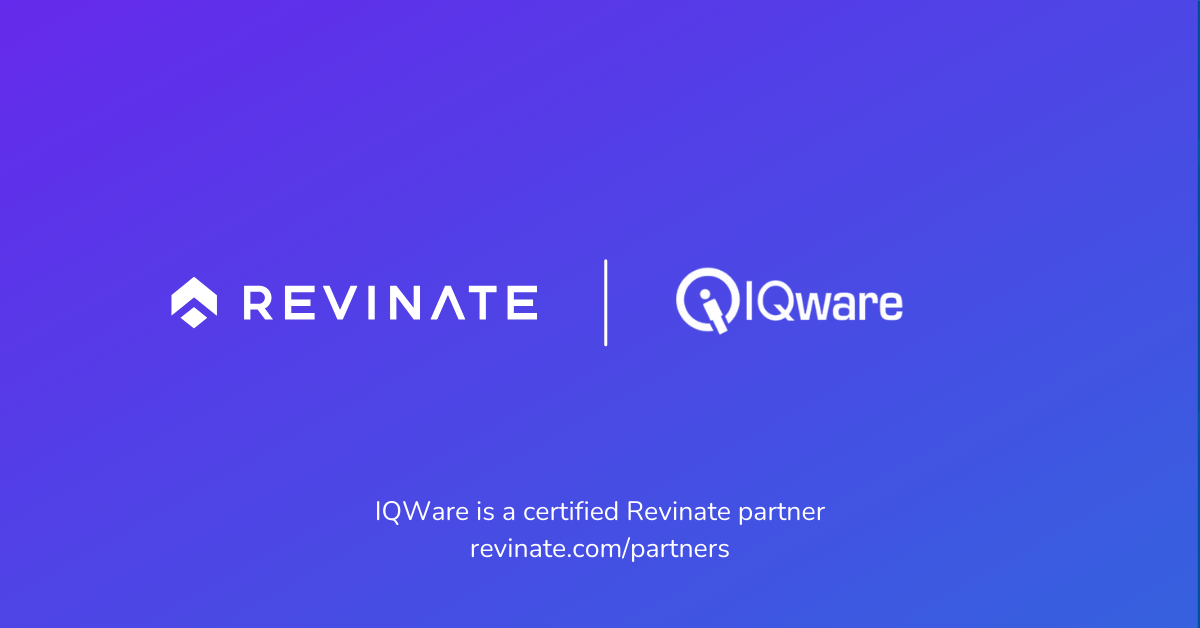 This is a certified partner composite logo showing Revinate and IQWare logos.