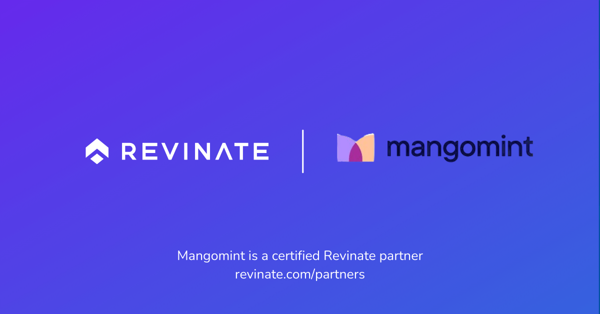 This is a certified partner composite logo showing Revinate and Mangomint logos.