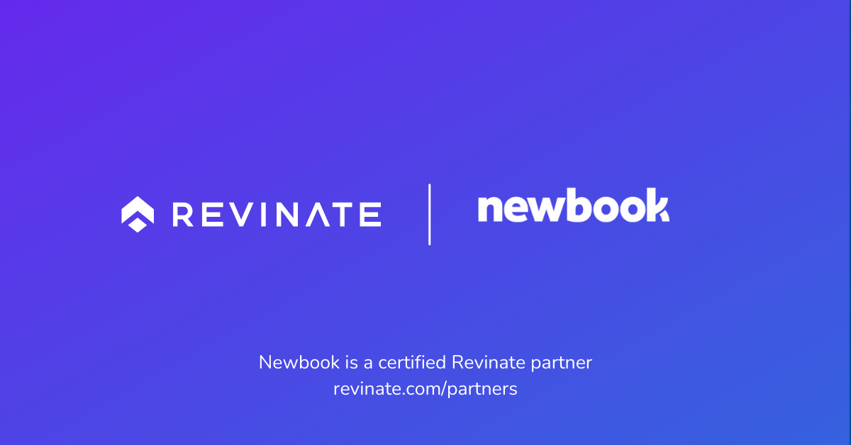 This is a certified partner composite logo showing Revinate and Newbook logos.