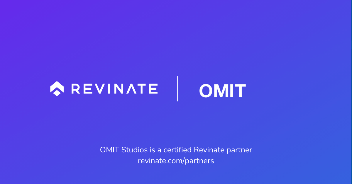 This is a certified partner composite logo showing Revinate and OMIT Studios logos.