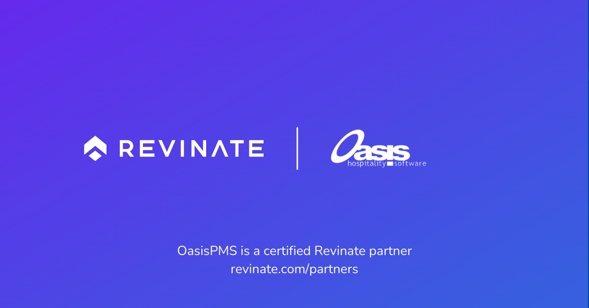 This is a certified partner composite logo showing Revinate and Oasis PMS logos.
