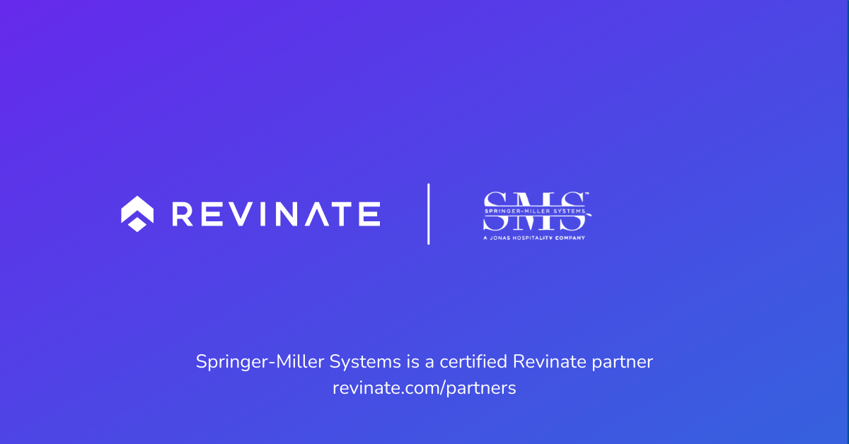 This is a certified partner composite logo showing Revinate and SMS Golf logos.