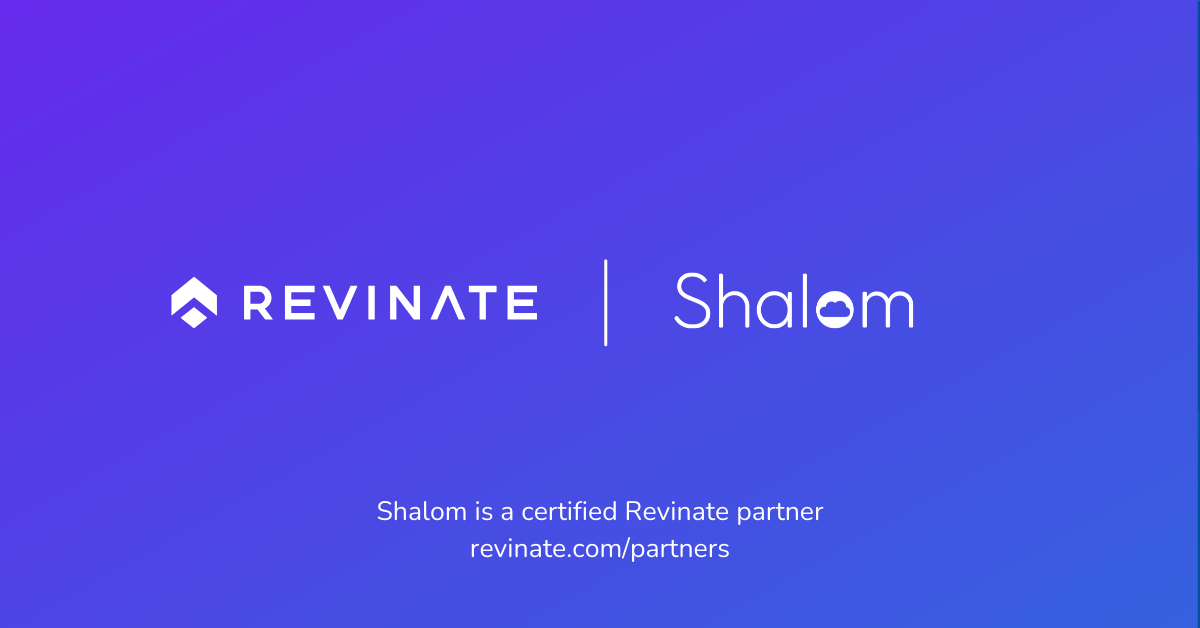 This is a certified partner composite logo showing Revinate and Shalom logos.