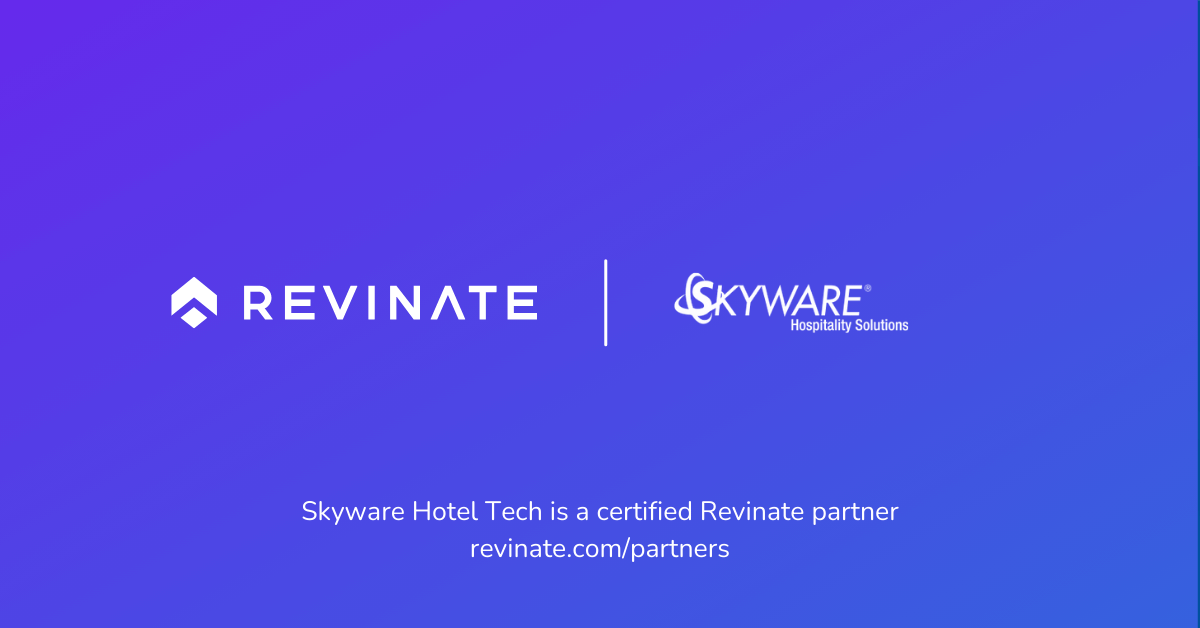 This is a certified partner composite logo showing Revinate and SkyWare Tech logos.