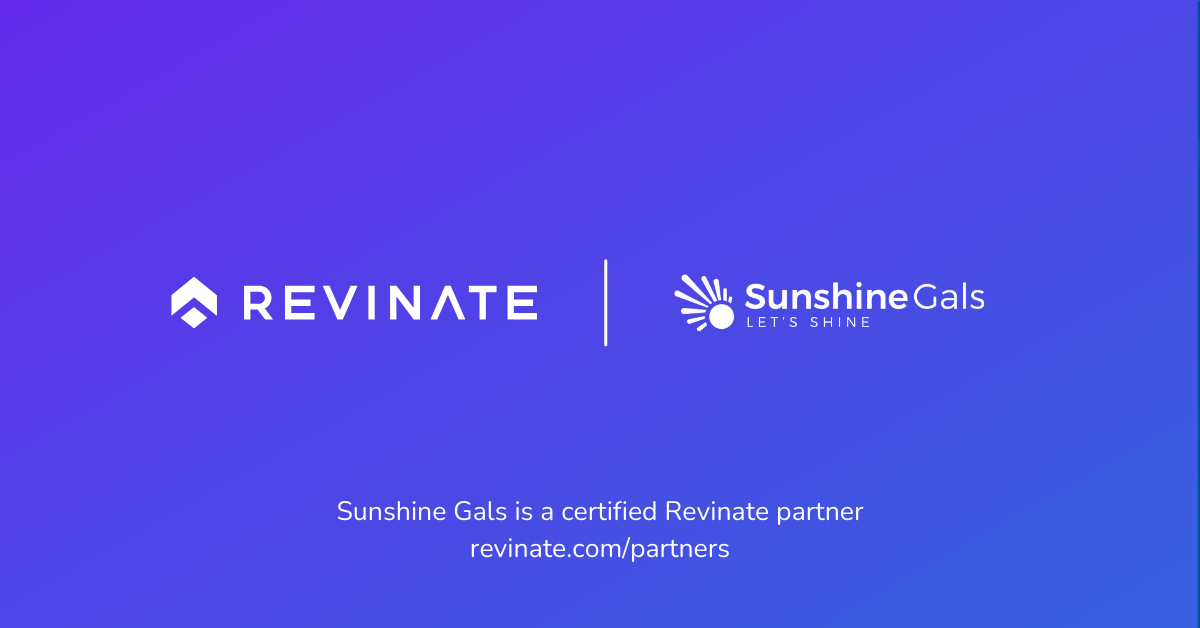 This is a certified partner composite logo showing Revinate and Sunshine Gals logos.