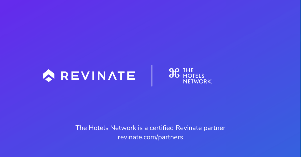 This is a certified partner composite logo showing Revinate and The Hotels Network logos.