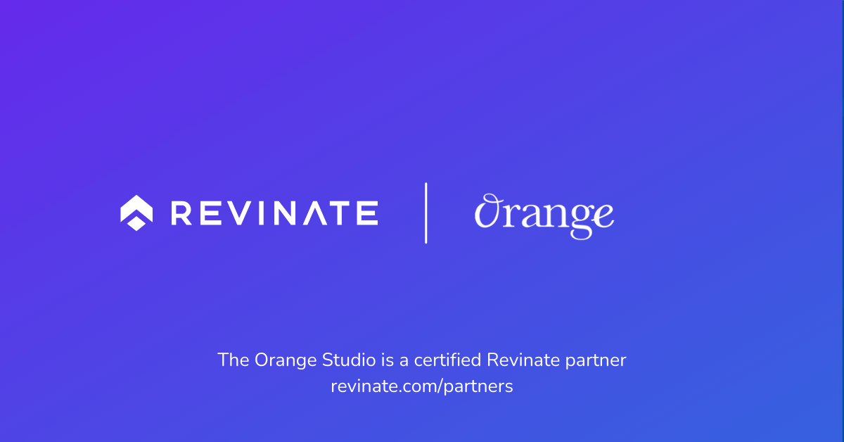 This is a certified partner composite logo showing Revinate and Orange logos.