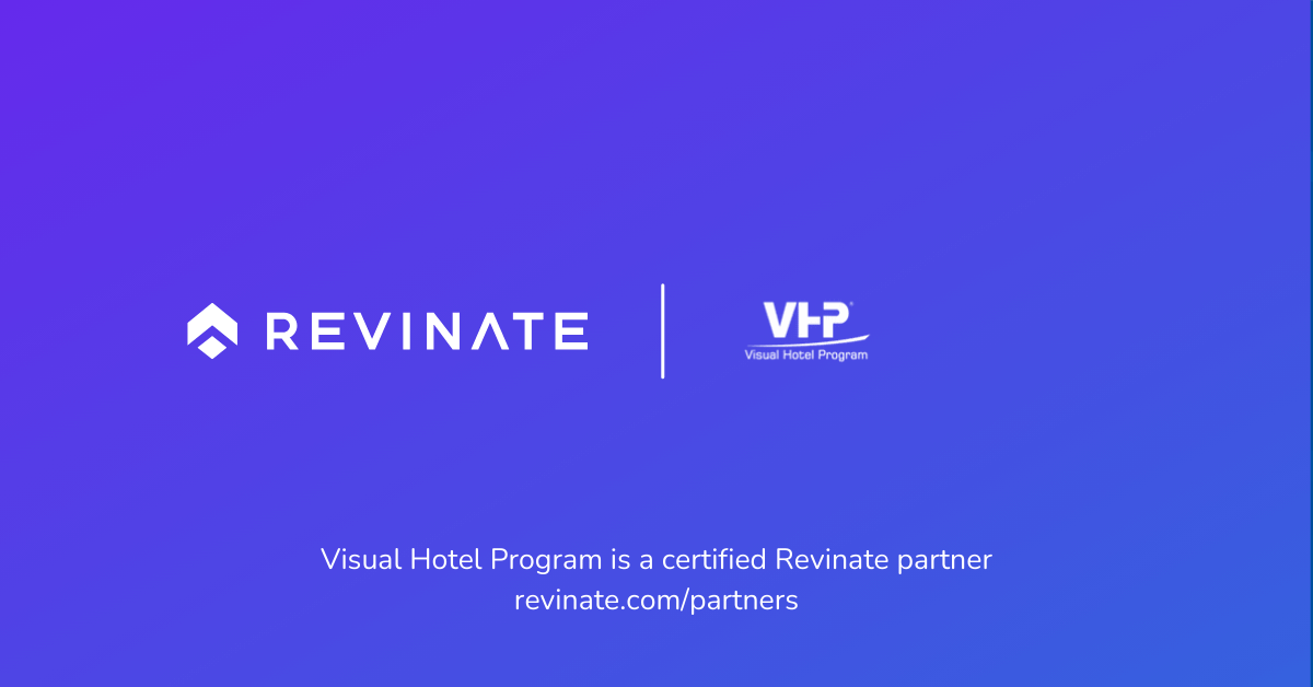 This is a certified partner composite logo showing Revinate and Visual Hotel Program