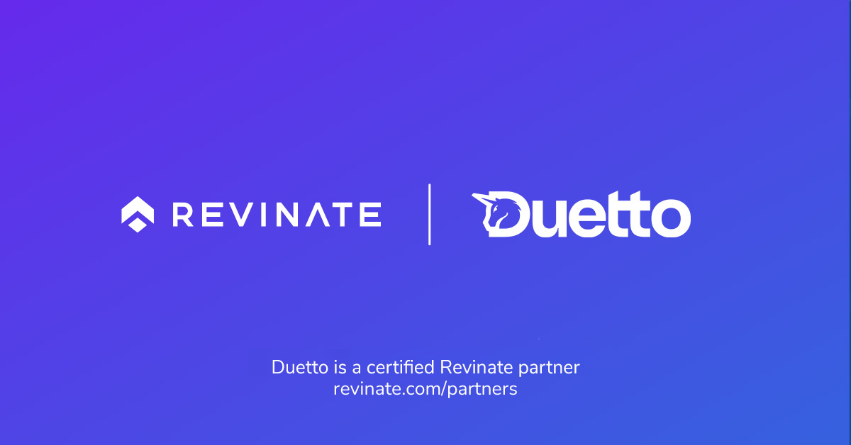 This is a certified partner composite logo showing Revinate and Duetto logos.