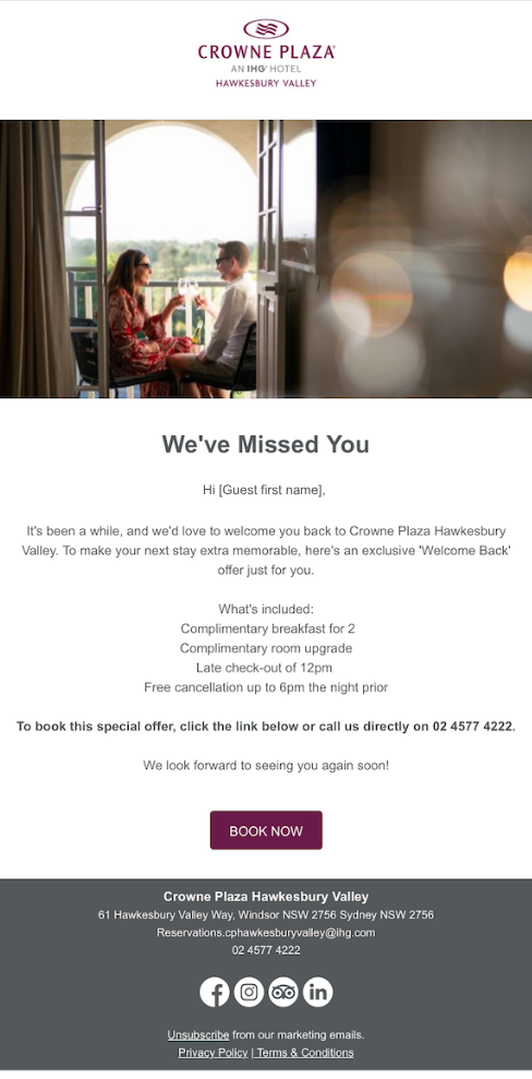 Crowne Plaza Hawkesbury Valley by IHG Cancellation campaign from voco Melbourne Central by IHG