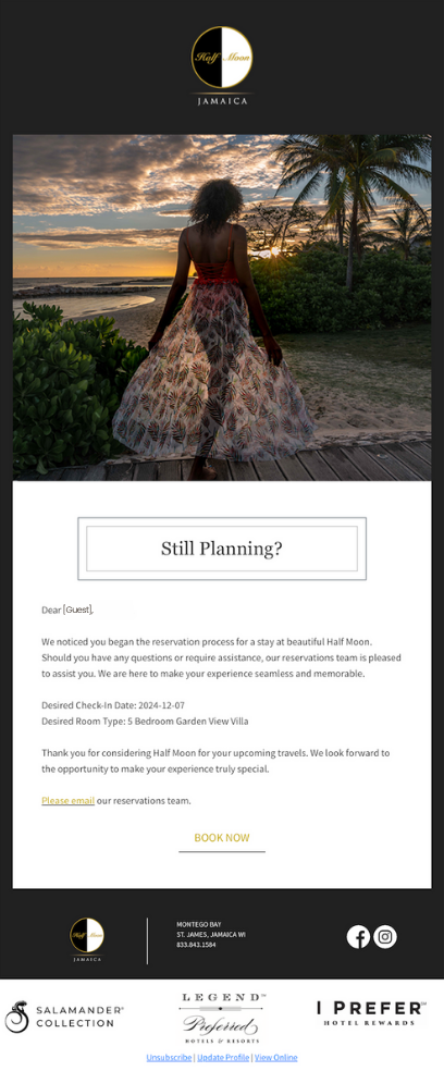 Half Moon Email Campaign Email campaign example from Half Moon