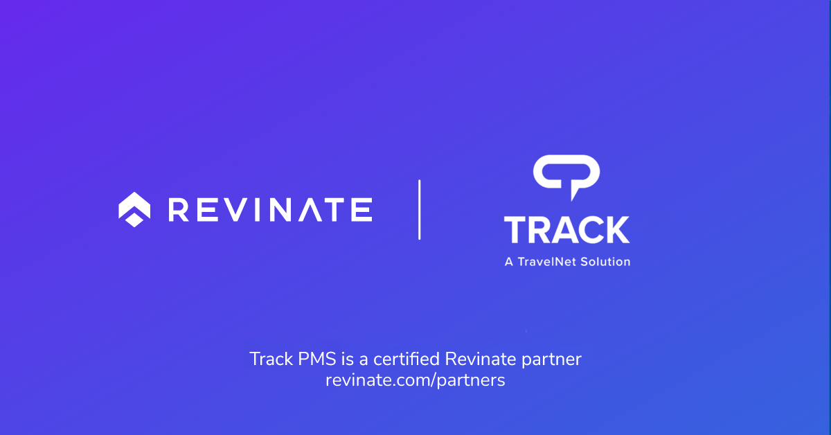 This is a certified partner composite logo showing Revinate and Track PMS logos.