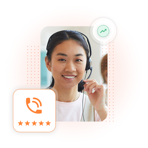 A woman with a headset answers a reservation call