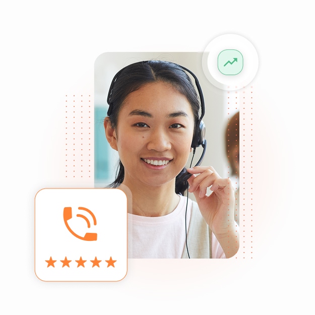 ressales–BoostAgentConversion Female Reservation Sales agent with headset.