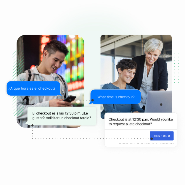Revinate Chat composite illustrating real-time translation