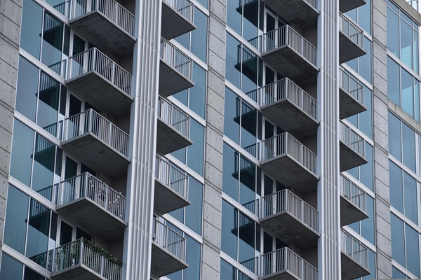 Hotel balconies and windows
