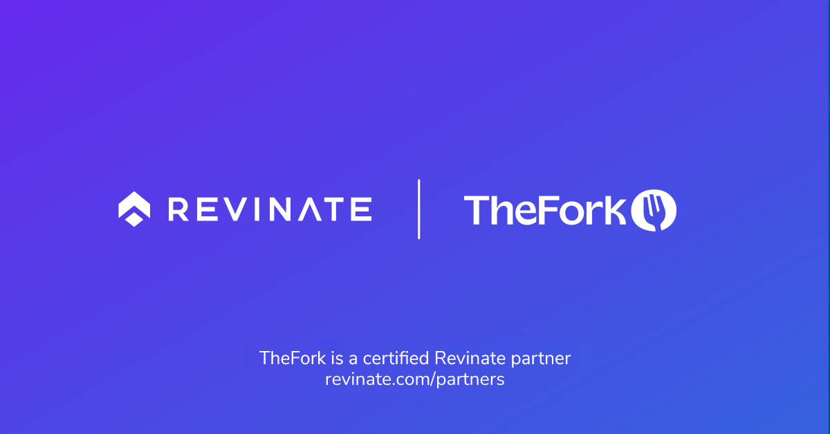 This is a certified partner composite logo showing Revinate and TheFork logos.