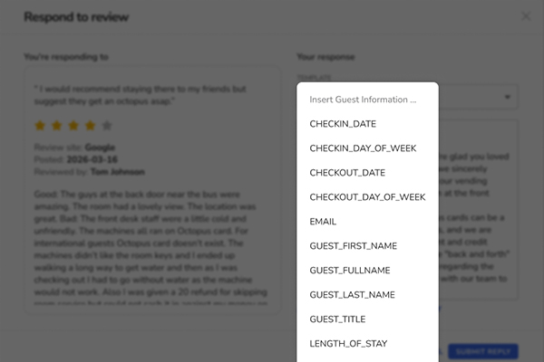 Feedback Merge Tags in Defined Responses Feedback Merge Tags in Defined Responses