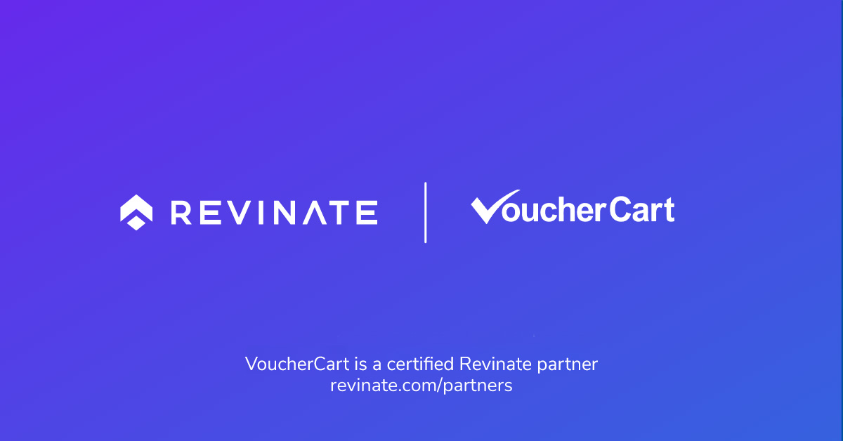 This is a certified partner composite logo showing Revinate and VoucherCart logos.