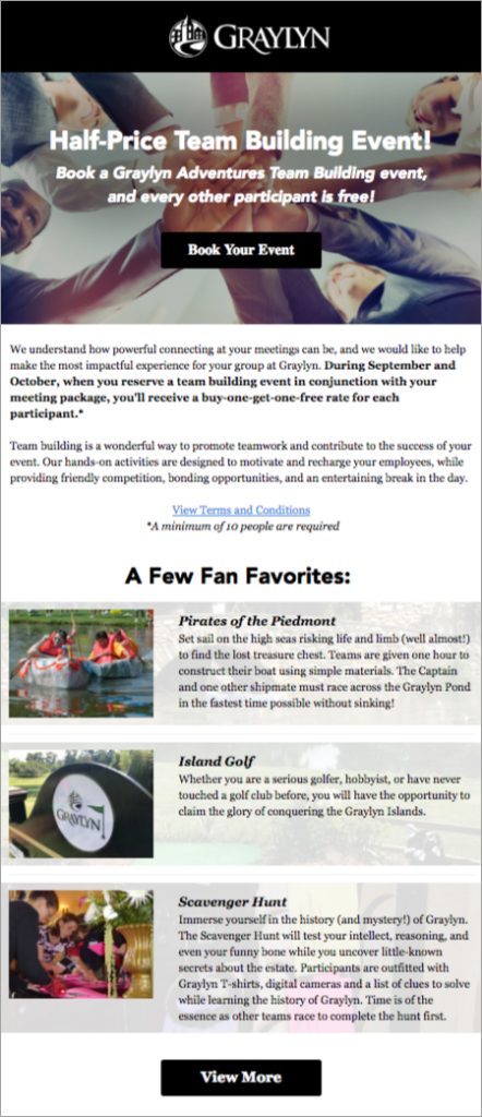 The Graylyn Estate email campaign