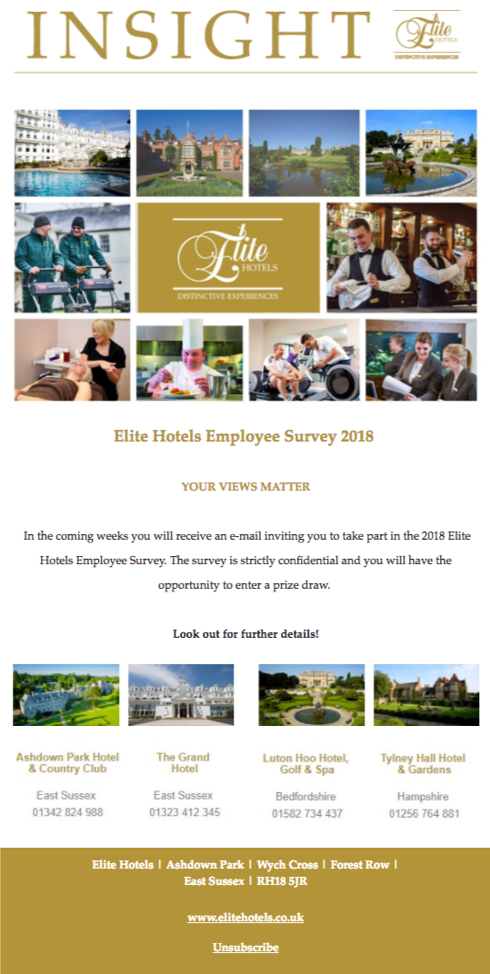 elite hotels email campaign