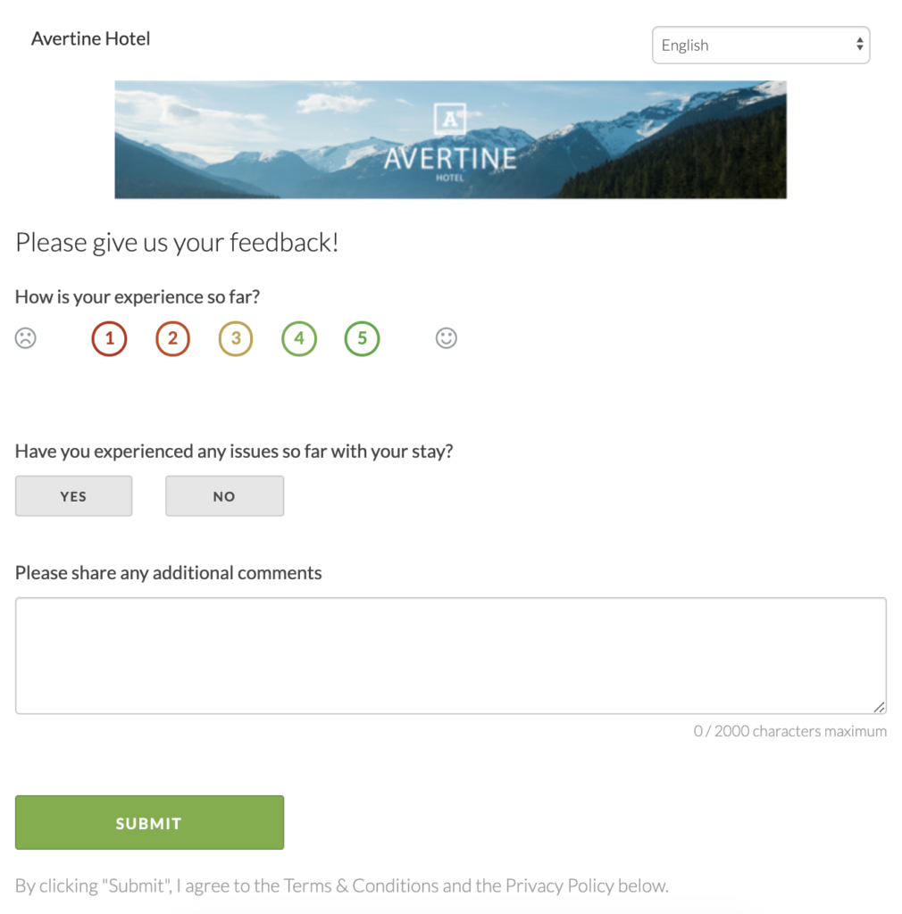 In-stay survey example