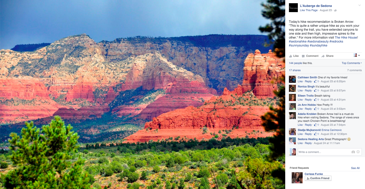 L'Auberge de Sedona facebook post